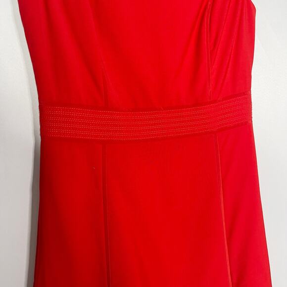 Tory Burch Size 8 Madras Red Megan Dress Lightweight Wool Cap Sleeves A Line - Picture 4 of 10